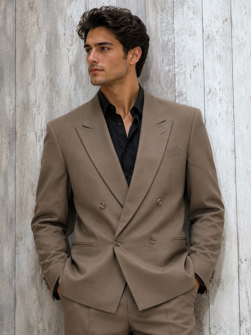 42S Men's Vintage Double Breasted Blazer Solid Brown Unbranded Flawless